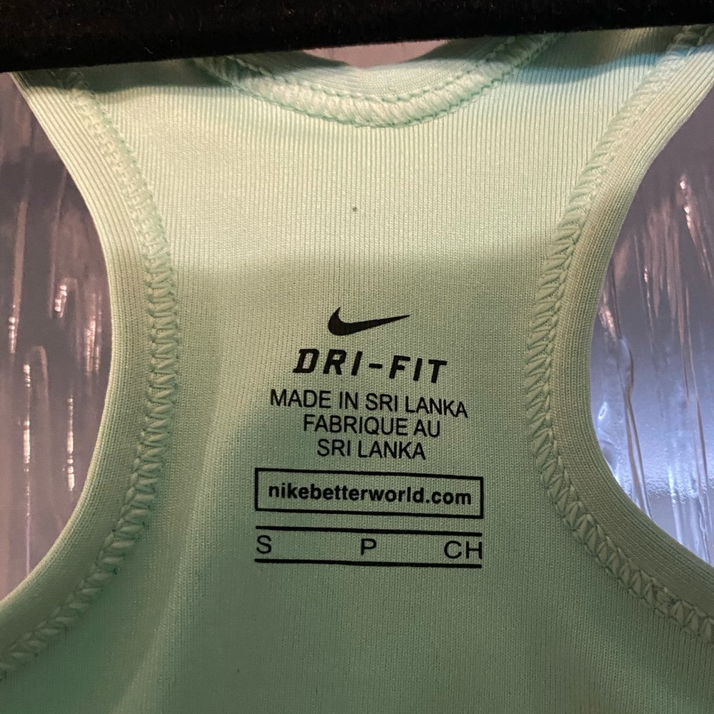 Nike Dri-Fit Sports Bra, Light Aqua Blue, Royal Blue Band, Size Small, EUC - Picture 2 of 5